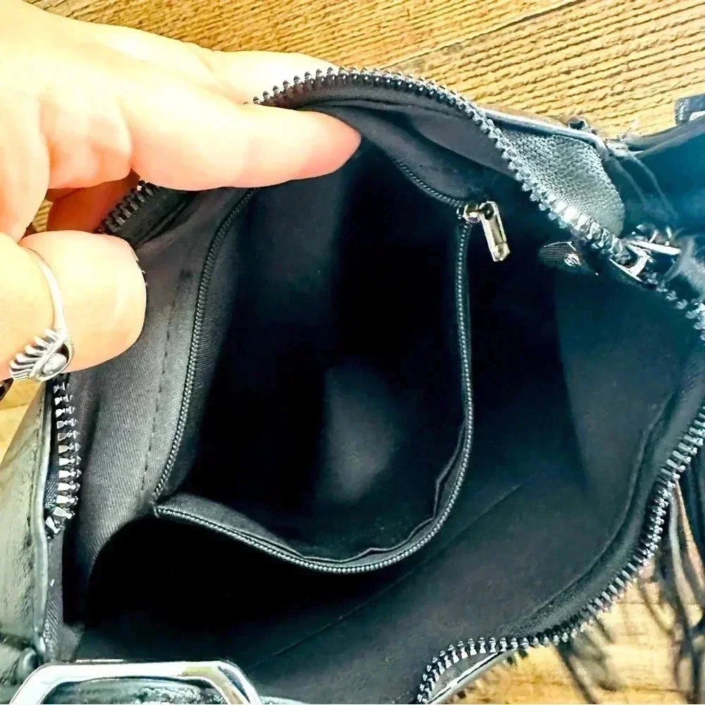 NWOT Motorcycle/Goth Style Fringed Studded Crossbody